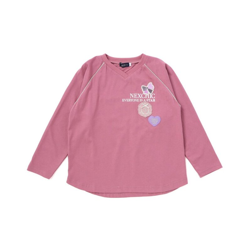 nexchic (ネクシック) 「ロゴワッペン付きラグラン長袖Tシャツ」(110-150cm) の画像