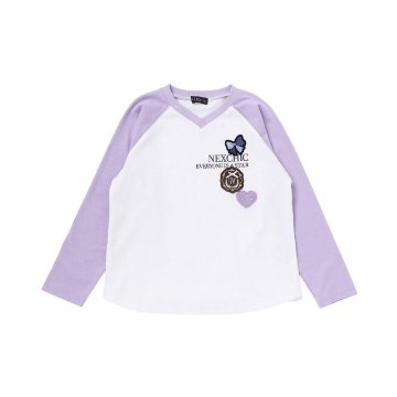 nexchic (ネクシック) 「ロゴワッペン付きラグラン長袖Tシャツ」(110-150cm) の画像