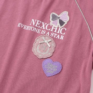 nexchic (ネクシック) 「ロゴワッペン付きラグラン長袖Tシャツ」(110-150cm) の画像