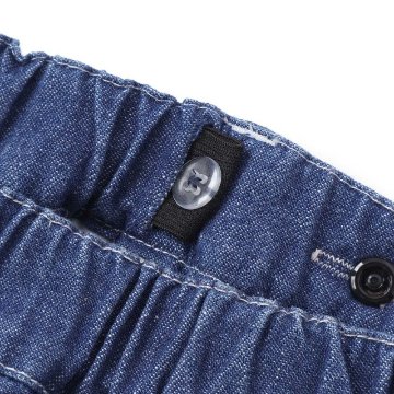 nexchic (ネクシック) 「ラインストーン＆リボンロゴ刺繍デニムストレートパンツ」(130-150cm) の画像