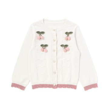 SLAP SLIP (スラップスリップ) 「 さくらんぼモチーフ付きニットカーディガン」(80-130cm)  メール便対応可の画像