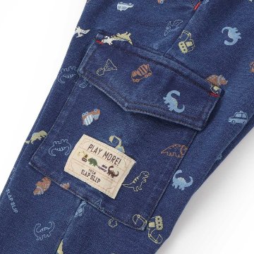 SLAP SLIP(スラップスリップ) 「恐竜＆働く自動車プリントデニムニットパンツ」(80-130cm) 【メール便送料198円対応】の画像