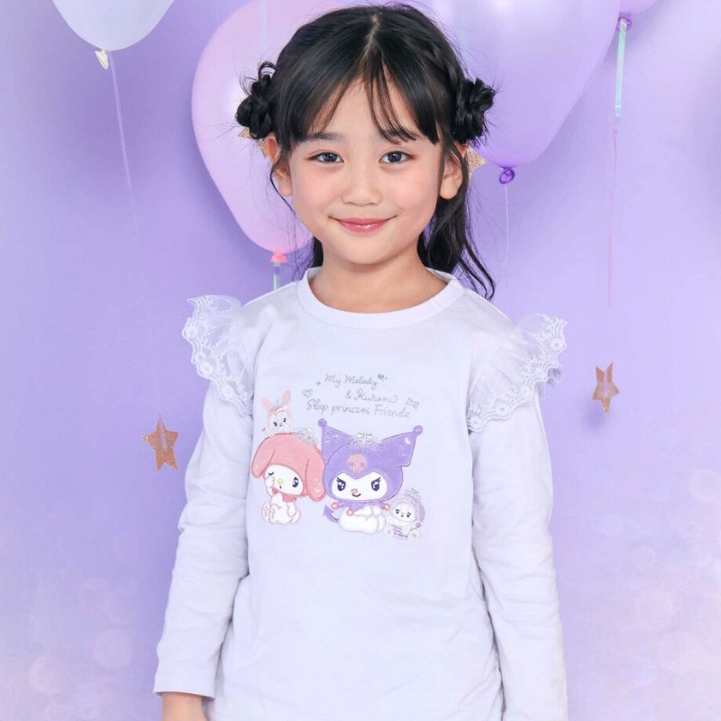 SLAP SLIP【サンリオコラボ】「パッチ刺繍肩フリル長袖Tシャツ」(80~130cm)　【メール便送料198円対応】の画像