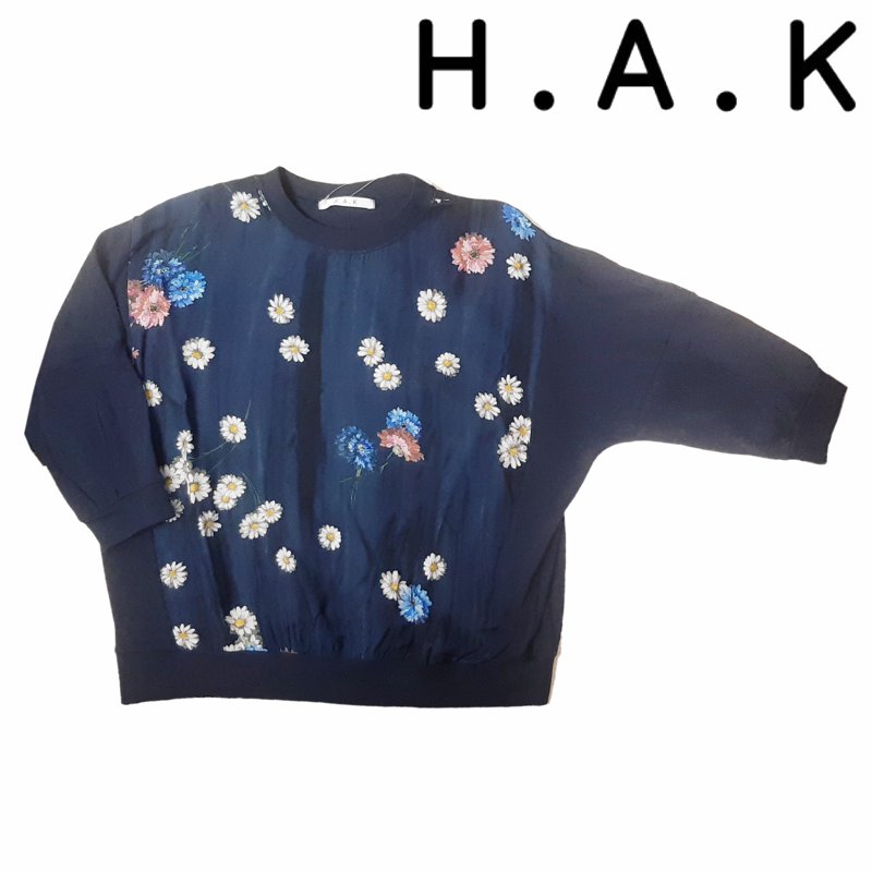 H.A.K 「キュプラモダールカルゼ デイジー&ダリアプリント+ソフト天竺ドルマンカットソー」Fの画像