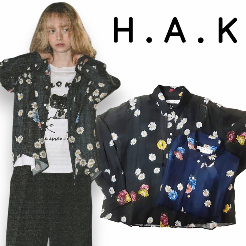 H.A.K 「キュプラモダールカルゼ デイジー&ダリアプリントシャツ」Fの画像