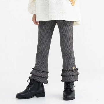 nino「裾フリルリブカットソーロングパンツ」(90-140cm) 【メール便送料無料】の画像