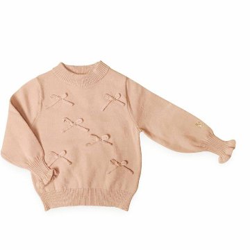 nino 「リボン付きクルーニット」 (90-150cm)【メール便送料無料】の画像