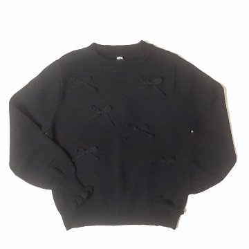 nino 「リボン付きクルーニット」 (90-150cm)【メール便送料無料】の画像