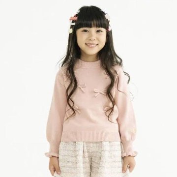 nino 「リボン付きクルーニット」 (90-150cm)【メール便送料無料】の画像