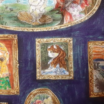 nino「ねこ絵画風プリントジャンパースカート 」(90-140cm) の画像