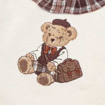 SLAP SLIP「クマモチーフチェック襟付きワンピース」(90~130cm) メール便対応可の画像