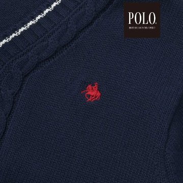 SLAP SLIP(スラップスリップ)「【POLO BCSコラボ】シンプルニットカーディガン」(90-130cm)  メール便対応可の画像