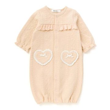 SLAP SLIP baby (スラップスリップ) 「 ハートモチーフふくれジャガードバーオール」Free(50-70cm)  メール便対応可の画像