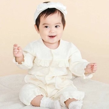 SLAP SLIP baby (スラップスリップ) 「 ハートモチーフふくれジャガードバーオール」Free(50-70cm)  メール便対応可の画像