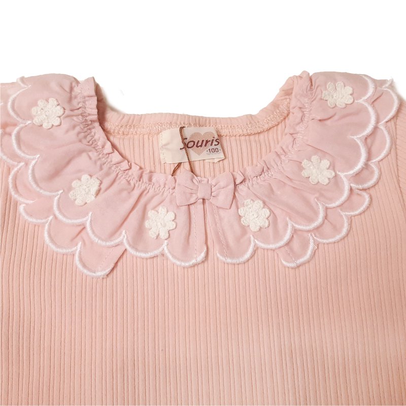 Souris(スーリー)「フリルカラーテレコTシャツ」（100-130cm）メール便送料無料 の画像