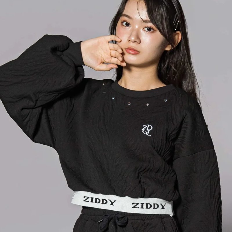 ZIDDY「ゼブラジャガードジャガードトレーナー＆ショートパンツ セット」 (140-160cm) の画像