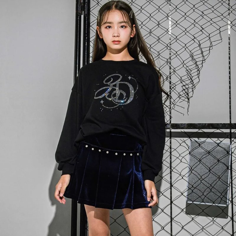 ZIDDY「スタッズ ベロア プリーツ スカパン」(140-160cm)　【メール便送料無料】の画像