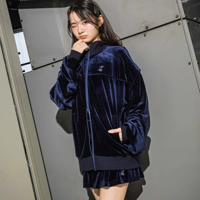 ZIDDY「ベロアシャーリングスリーブブルゾン」 (140-160cm)の画像