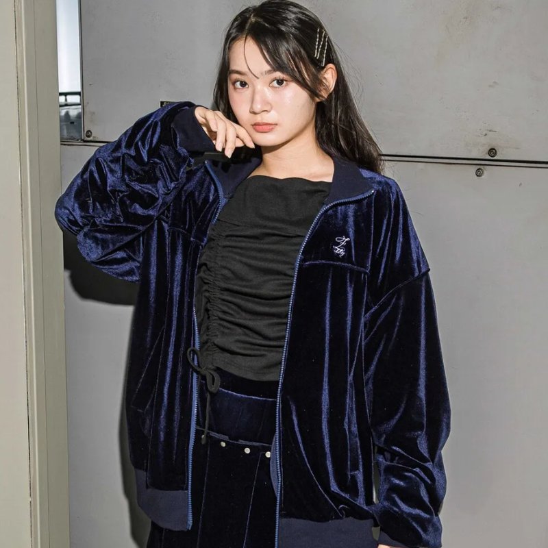 ZIDDY「ベロアシャーリングスリーブブルゾン」 (140-160cm)の画像