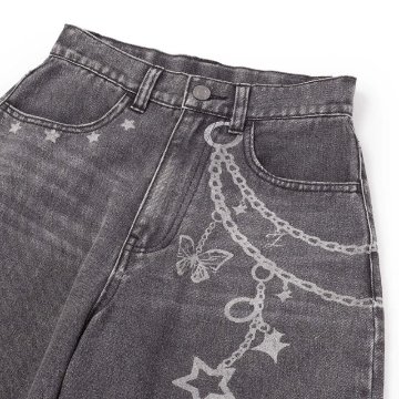 ZIDDY「チェーンプリント デニム パンツ」 (150-160cm)　【メール便送料無料】の画像