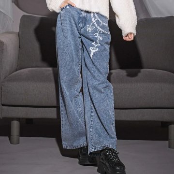 ZIDDY「チェーンプリント デニム パンツ」 (150-160cm)　【メール便送料無料】の画像