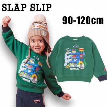 SLAP SLIP(スラップスリップ) 「【TOMICAコラボ】トミカタワープリント裏毛トレーナー」(90-120cm) 【メール便対応可】の画像