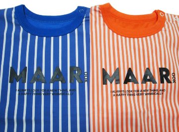 maarook「天竺×ストライプ ワイドTシャツ」(90-130cm) 【メール便送料無料】の画像