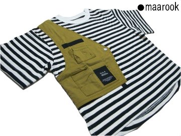 maarook「ボーダー アシメトリー ベスト Tシャツ」(90-130cm) 【メール便送料無料】の画像