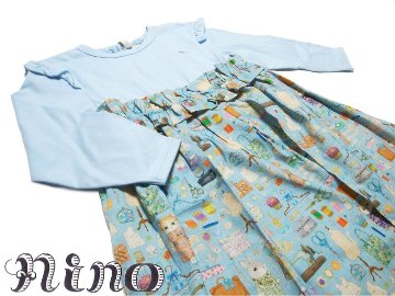 nino「ソーイングプリントワンピース」(90-120cm) 【メール便送料無料】の画像