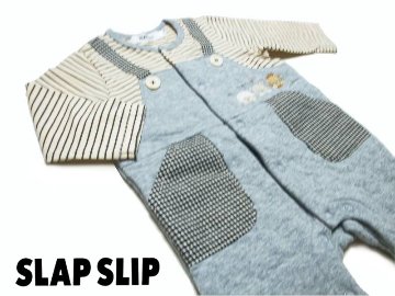 SLAP SLIP(スラップスリップ) 「くま柄キルトサロペット風ロンパース」70cm 【メール便送料198円対応】の画像