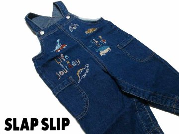 商品情報 SLAP SLIP(スラップスリップ) 「きょうりゅう刺繍デニムサロペット」FREE(70-80cm)  【メール便送料198円対応】の画像