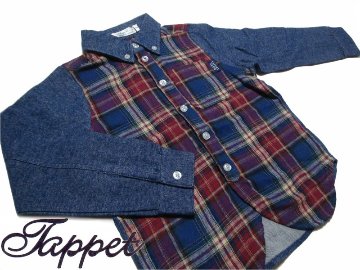 Tappet (タペット) 「ビエラチェック×無地切替シャツ」(90-160cm) 【メール便送料無料】の画像