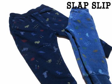 SLAP SLIP(スラップスリップ) 「カラフル恐竜総柄プリントデニムニットパンツ」(80-130cm) 【メール便送料198円対応】の画像