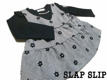 SLAP SLIP(スラップスリップ) 「千鳥格子小花柄チュニックドッキングトップス」(90-130cm) 【メール便送料198円対応】の画像