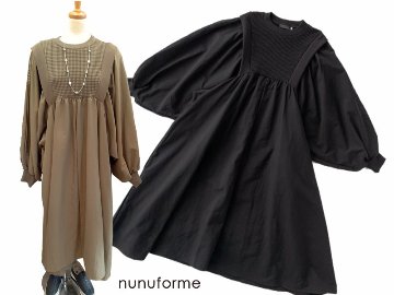 nunuforme ヌヌフォルム 「ワッフルギャザーワンピース」(size1,2)の画像