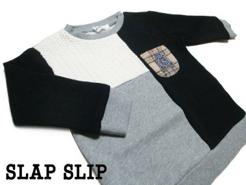 SLAP SLIP(スラップスリップ) 「ケーブル切り替え裏毛裏起毛トレーナー」(80-130cm) 【メール便送料198円対応】の画像