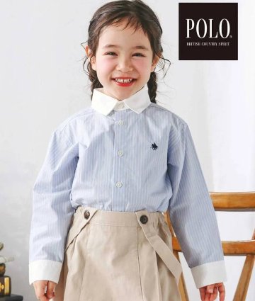 SLAP SLIP(スラップスリップ) 「【POLO BCSコラボ】 白衿ストライプシャツ」(110-130cm) の画像