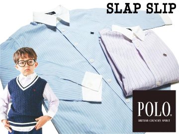 SLAP SLIP(スラップスリップ) 「【POLO BCSコラボ】 白衿ストライプシャツ」(110-130cm) の画像