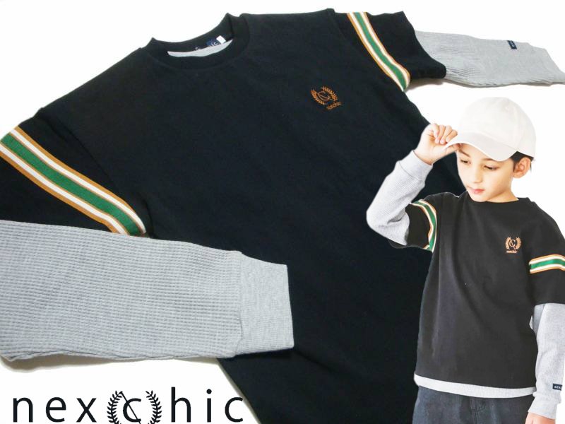 nexchic (ネクシック) 「Tシャツ＋長袖ワッフルTシャツセット」(110-150cm)　メール便送料198円対応の画像