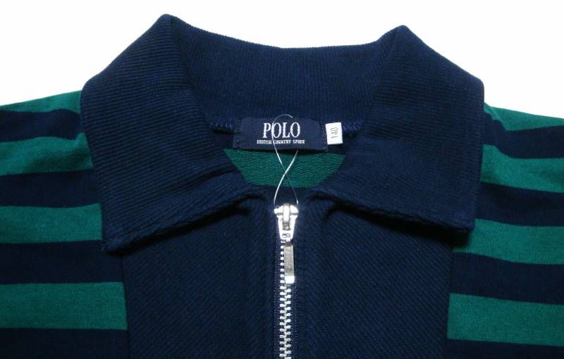 nexchic(ネクシック) 「【POLO BCSコラボ】 ミニ裏毛ボーダー柄ジップアップポロシャツ」(130-150cm) メール便対応の画像