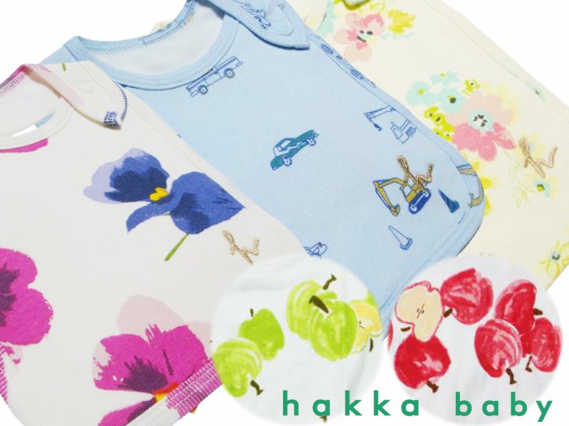 hakka baby「COTTON CANDY スタイ インクフラワー ミニカー すみれ りんご」（F） 【メール便送料198円対応可】の画像