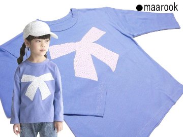 maarook「天竺レースリボン 長袖Ｔシャツ」(90-130cm)  【メール便送料無料】の画像