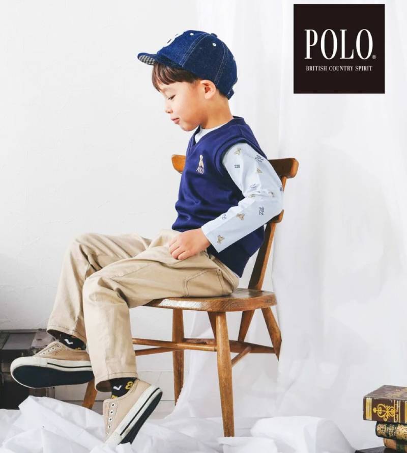 SLAP SLIP(スラップスリップ) 「【POLO BCSコラボ】 ミニ裏毛ベスト＋くま柄長袖Tシャツセット」(80-130cm)  メール便送料198円対応の画像