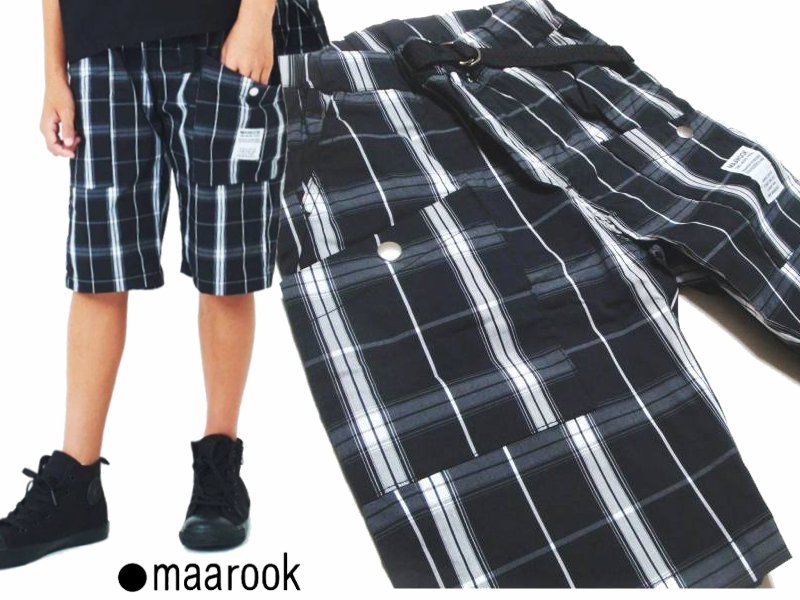 maarook「モノトーンチェック柄ショートパンツ」(90-130cm)　【メール便送料無料】の画像