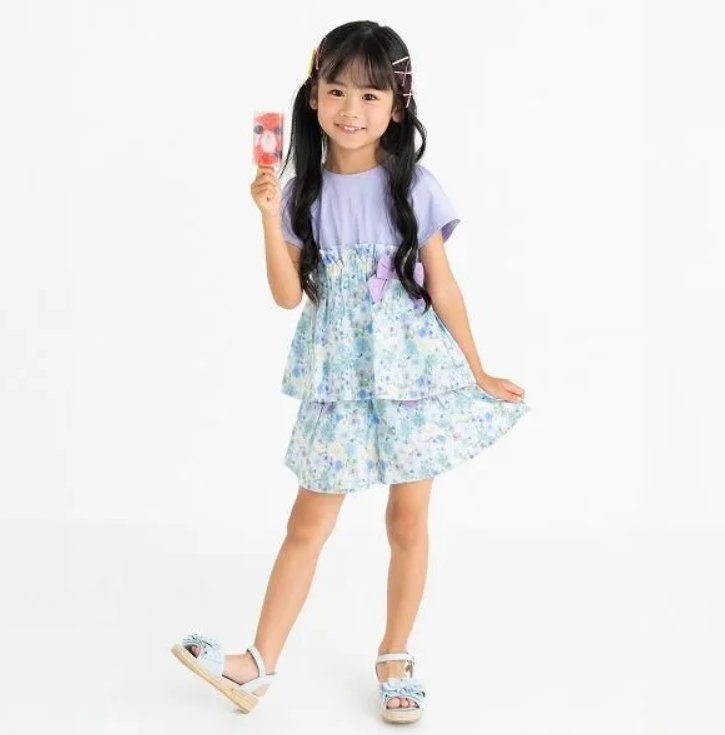 nino「水彩フラワープリントキュロット」(110-130cm) の画像