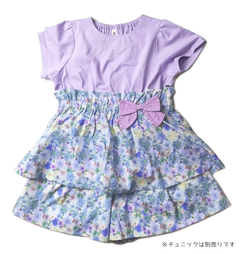 nino「水彩フラワープリントキュロット」(110-130cm) の画像
