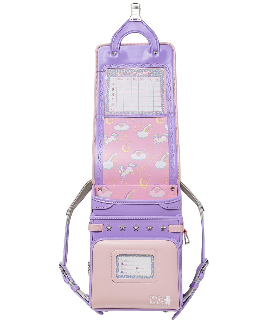 fafaランドセル2026年「クラリーノ スカラップ刺しゅうモデル キューブ型 POWDER PINK×LILAC (NEW)」 【当店だけのオリジナルダブル特典付】の画像