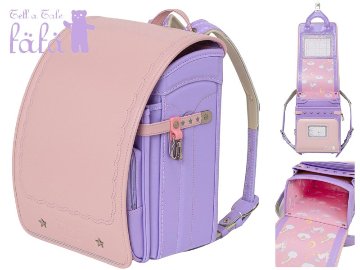 fafaランドセル2026年「クラリーノ スカラップ刺しゅうモデル キューブ型 POWDER PINK×LILAC (NEW)」 【当店だけのオリジナルダブル特典付】の画像