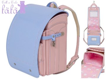 fafaランドセル2026年「クラリーノ スカラップ刺しゅうモデル キューブ型 PALE BLUE×POWDER PINK (NEW)」 【当店だけのオリジナルダブル特典付】の画像