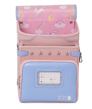 fafaランドセル2026年「クラリーノ スカラップ刺しゅうモデル キューブ型 PALE BLUE×POWDER PINK (NEW)」 【当店だけのオリジナルダブル特典付】の画像